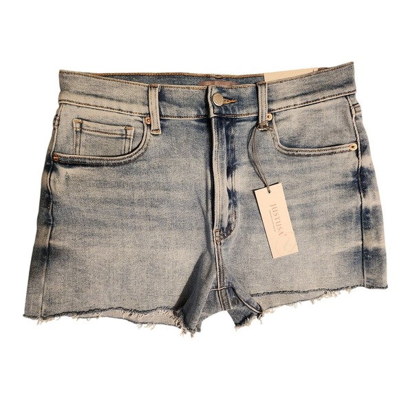 JUSTUSA Pants - JUSTUSA Denim Shorts‎ Women's Size L Light Wash Distressed Raw Hem Casual